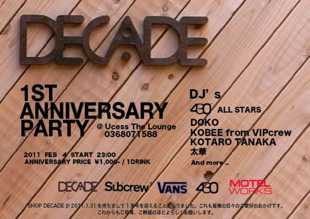 DECADE 1st Anniversary