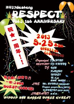 RESPECT VOL3 ~1st Anniversary~ / 5.25 SAT