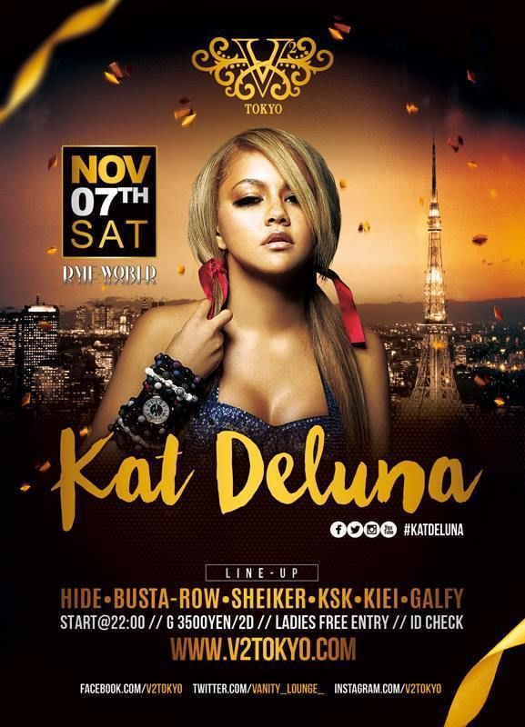 ★★11/7(土)あの''Whine Up''でお馴染みの全世界で人気ラテン＊ポップ歌姫『Kat Deluna』がV² TOKYOに初登場！★★