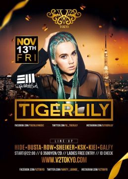 ★★11/13(金)オーストラリアの大人気モデルDJ『Tigerlily』がV² TOKYOに初来日初登場★★