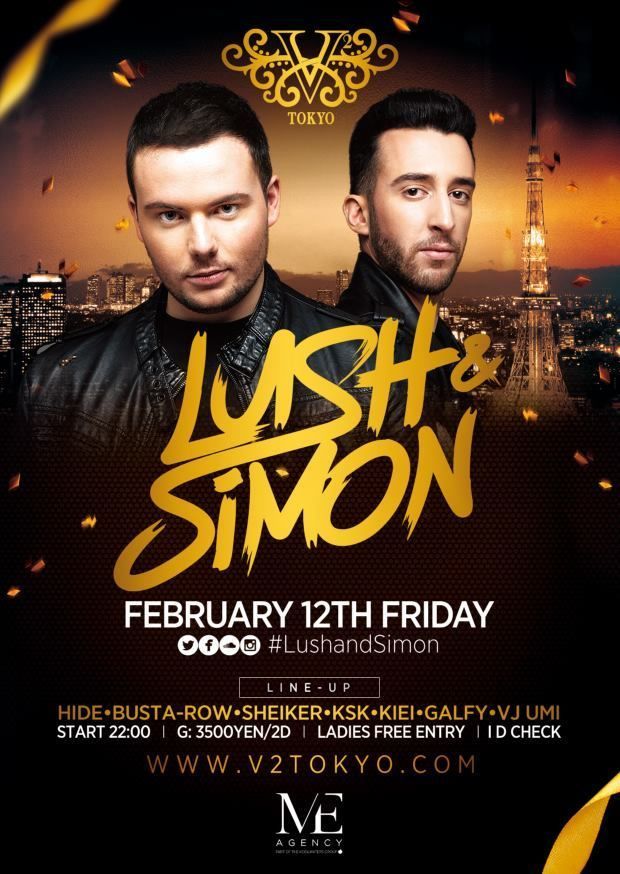 2月12日(金)現在、最先端のシーンにおいて才能を発揮しているイタリア出身のDJデュオ『LUSH&SIMON』がV² TOKYOに初登場！