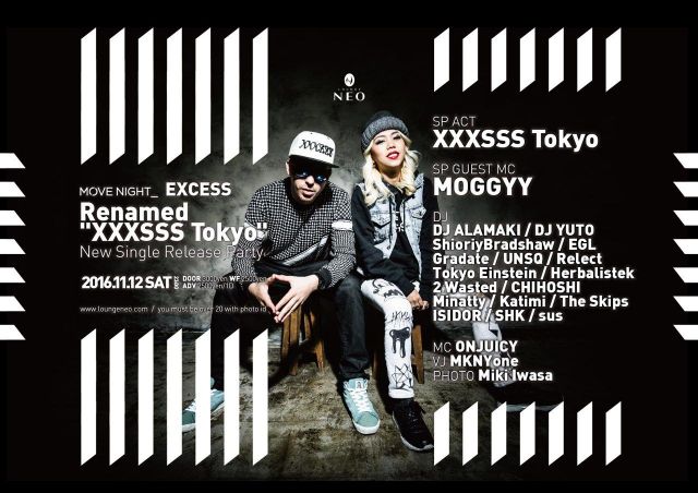 『EXCESS』 Renamed “XXXSSS Tokyo” NEW SINGLE Release Party !!!