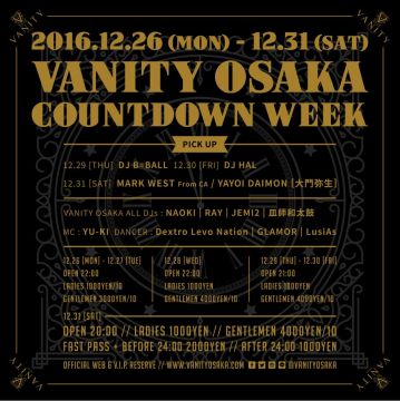 VANITY OSAKA COUNT DOWN PARTY