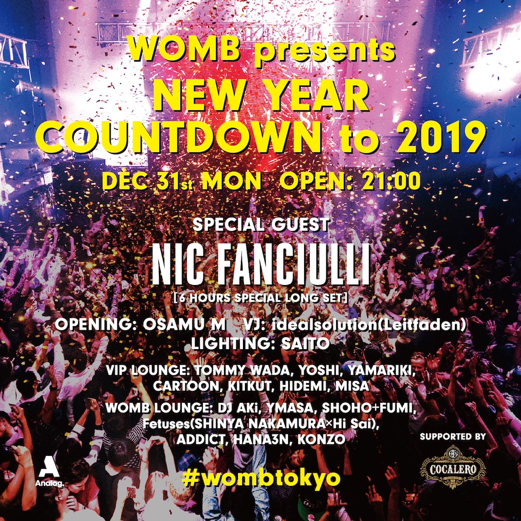 WOMB presents NEW YEAR COUNTDOWN to 2019