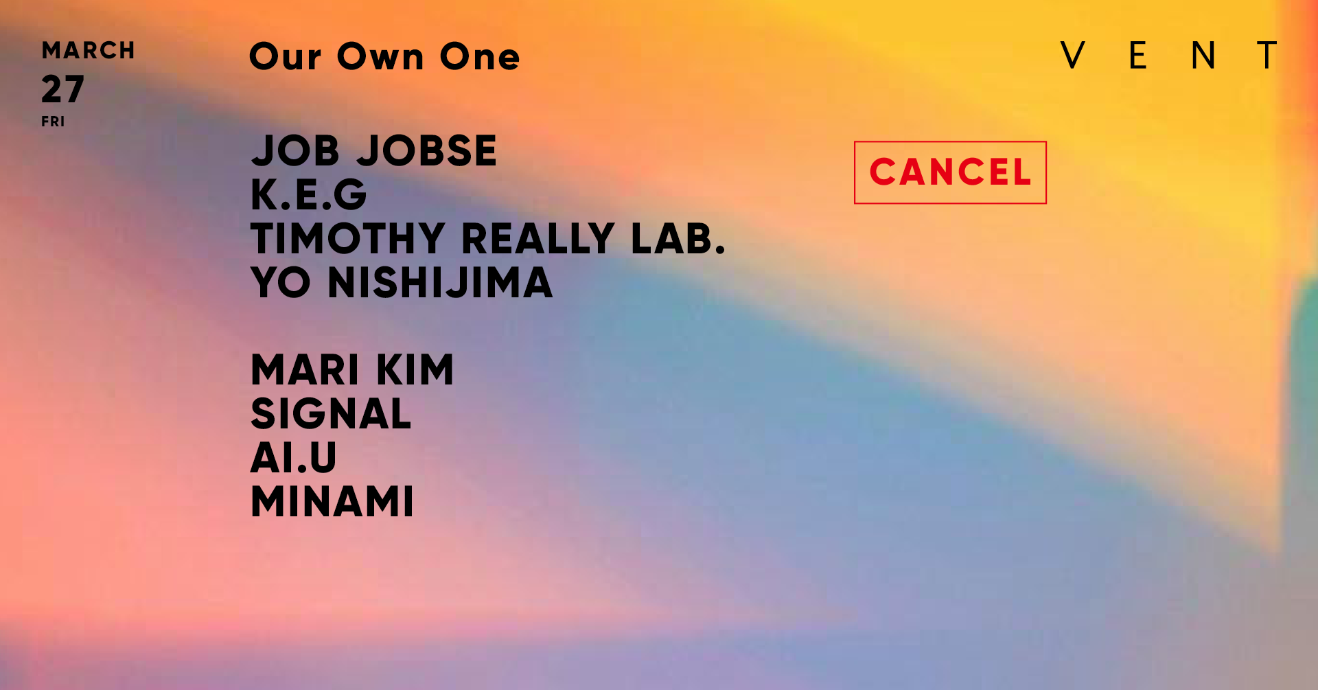 ＜開催中止＞ Job Jobse at Our Own One