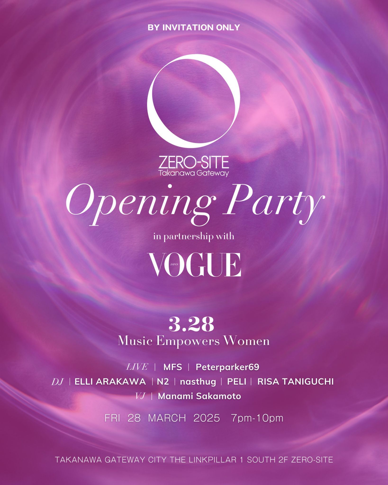 ZERO-SITE Takanawa Gateway Opening Party in partnership with『VOGUE JAPAN 』-Music Empowers Women-