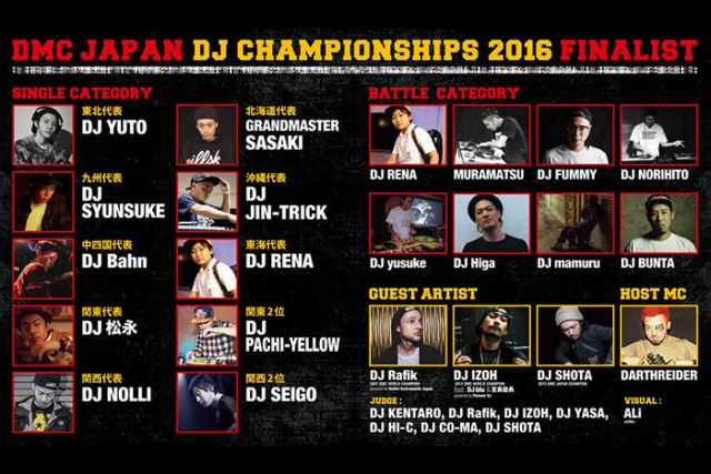 激戦を勝ち抜いたファイナリストが決定。「DMC JAPAN DJ CHAMPIONSHIP 2016 FINAL」全出場者発表